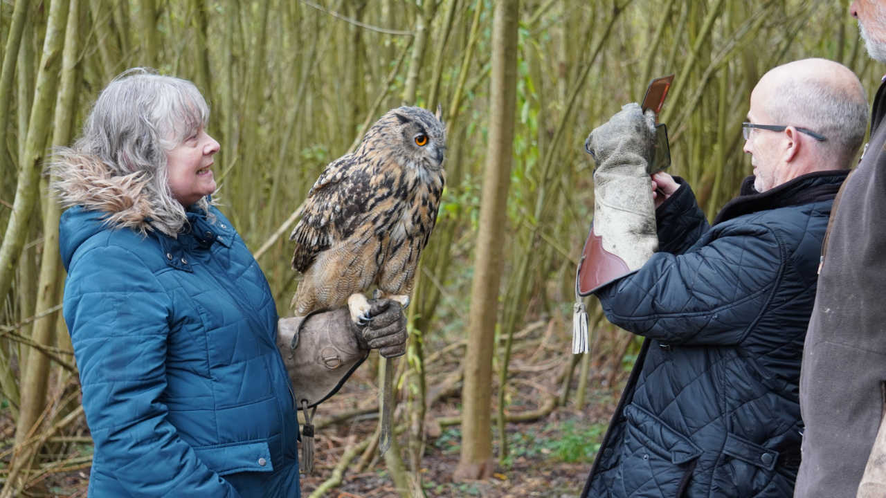 Woman in blue Photo with Elvis Woman in blue has a photo with Eurasian Eagle Owl