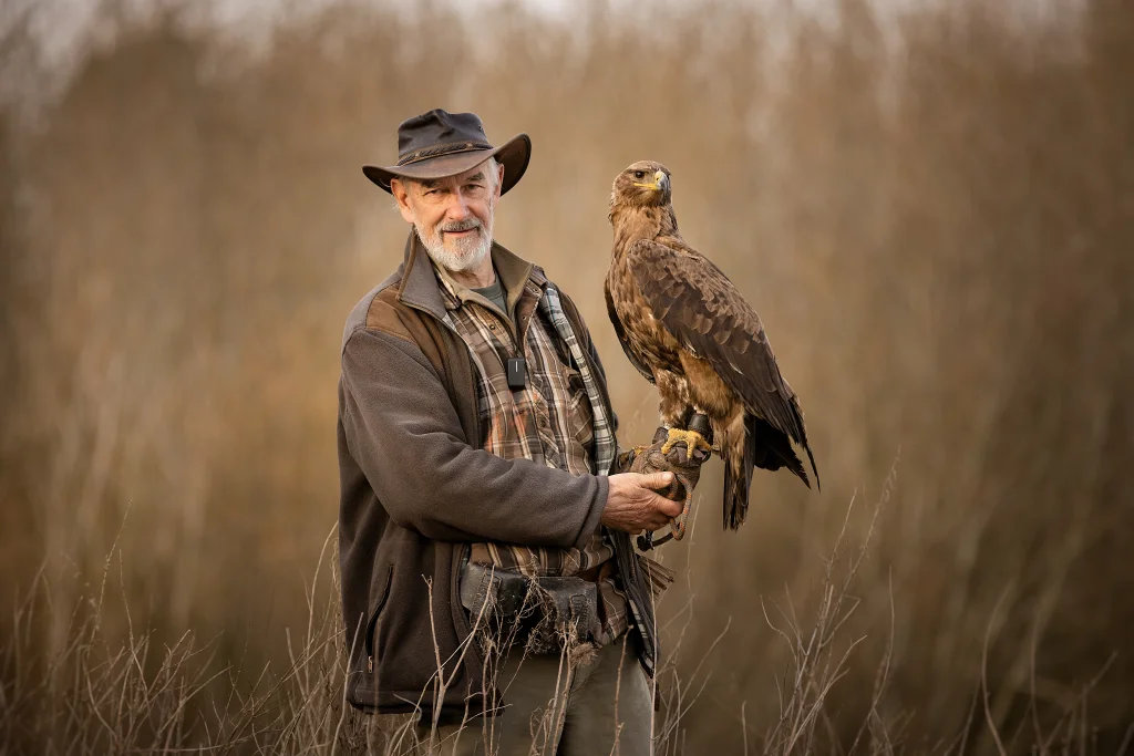 Alders product images layers Harris hawk on a visitors fist during he falconry experience near London