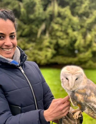 alders Zofia and Juliet the barn owl on a falconry experience london