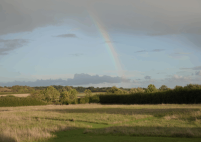 Leicestershire Falconry 3 Rainbow over the caudle at Barn Owl Hollow during a falconry experience.